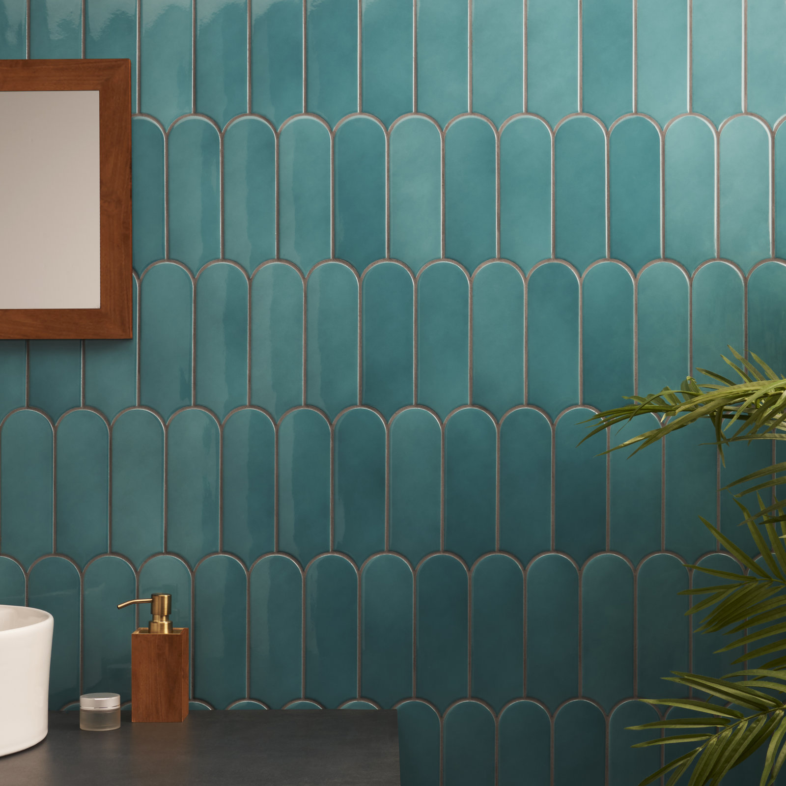 Airy 2.83 in. x 7.67 in. Polished Ceramic Fishscale Wall Tile (5.15 Sq. Ft. / Case), Turquoise