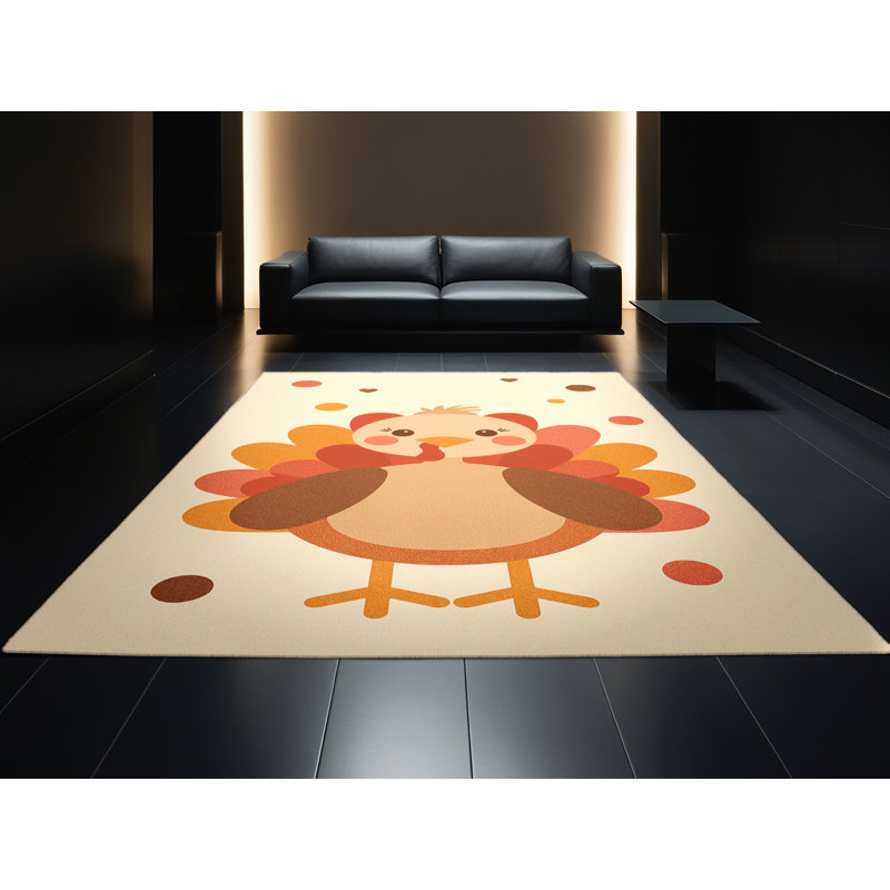 Tapis abstrait moderne et contemporain lavable à la machine Fieldston Thanksgiving - beige, 2 x 5