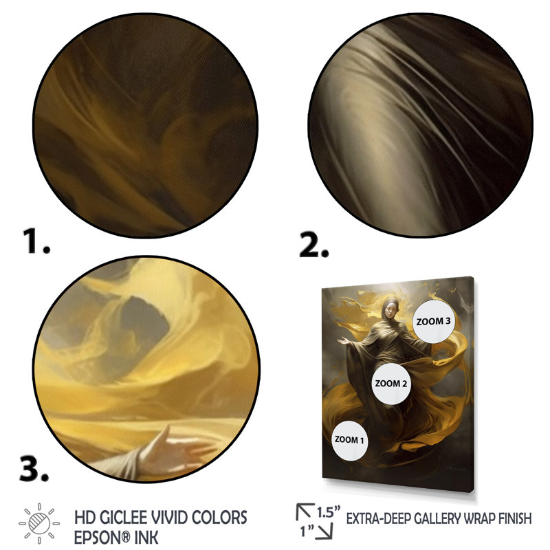 Ascendant en gris et jaune sur toile, Cadre flottant noir, H 40 po x l 30 po x P 1,5 po
