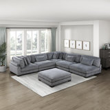 Brinsley 135”W Modern Track Arm Modular Sectional Sofa