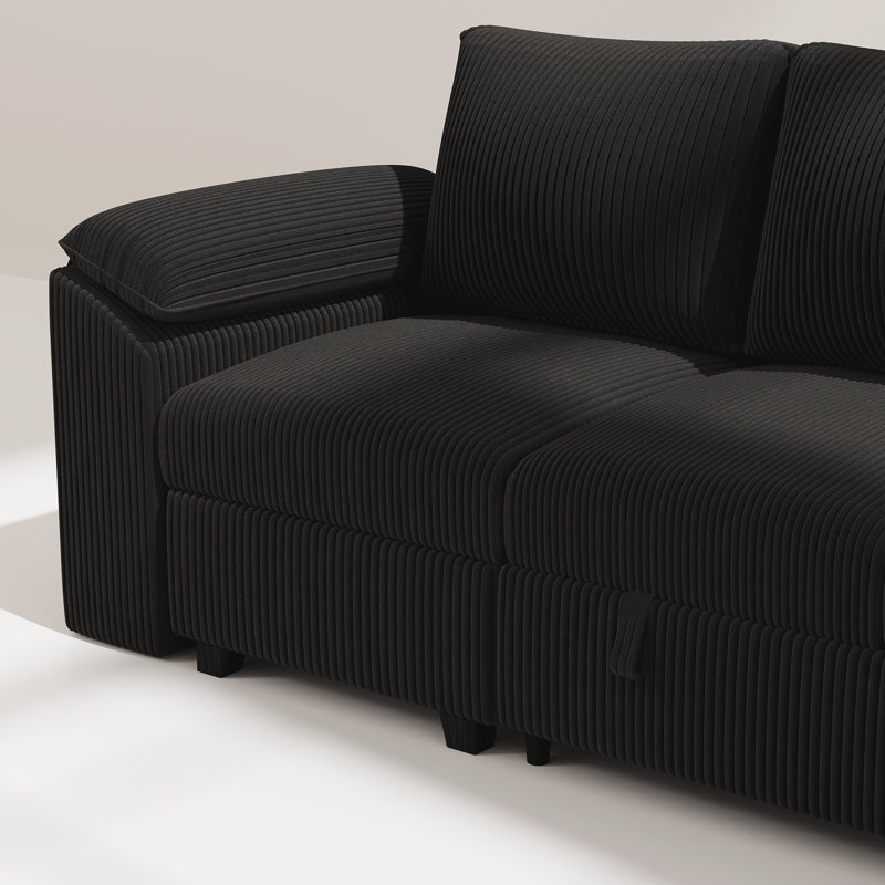 107" Cloud Modular Sectional Sofa with Ottoman,Modern Corduroy Couch for Living Room,7 Seat Sofa with Storage,U-Shaped Sofa,Random Combination
