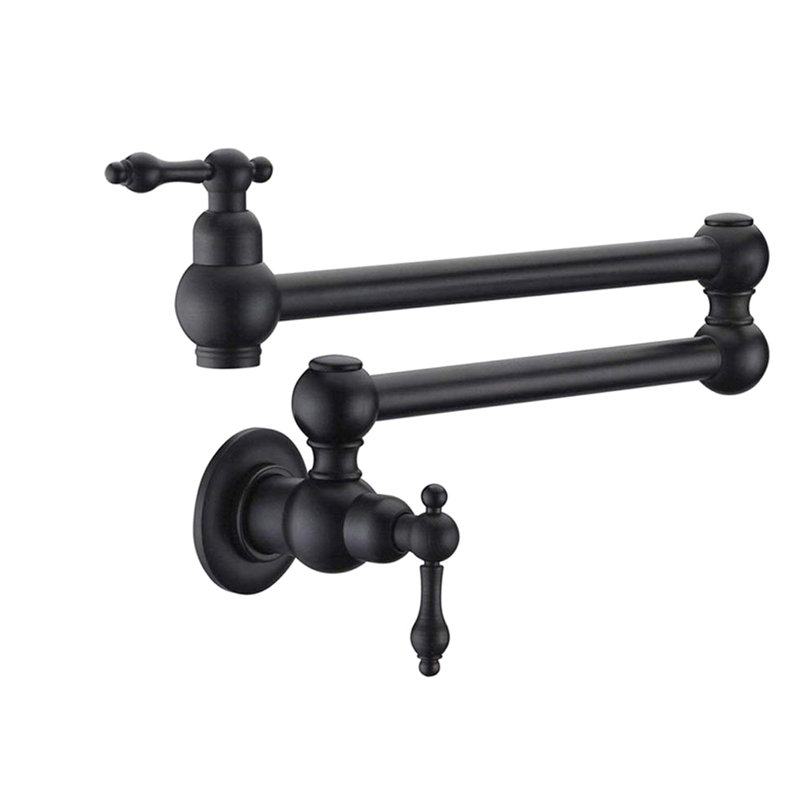 Pot Filler Faucet Wall Mount Matte Black, Double Joint Swing Arms, Scratch , Rust , 100% Brass For Unbeatable Durability Black Mounted, Proof, Manifestation
