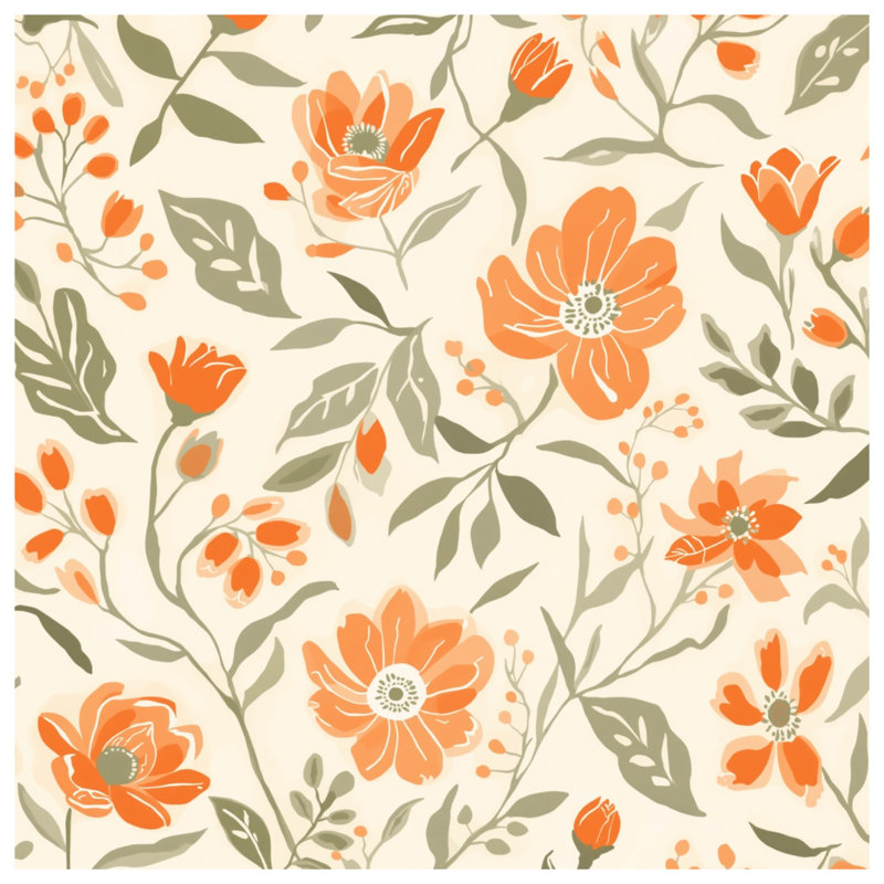 Rideaux orange à motif floral, voilages et voilages à motif floral - 1 panneau, 50" x 80" - 1 Panel, Sheer