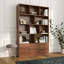 Bibliothèque de 70,87 po de hauteur avec 10 cubes et 3 portes, bibliothèque à 4 niveaux, bibliothèque ouverte avec armoire, rangement à cubes moderne pour le salon et le bureau