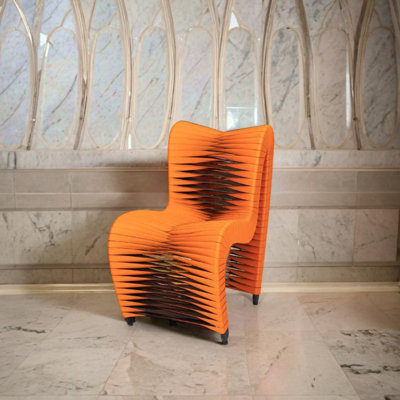 Walnut Decor Fire Lines Armless Chair