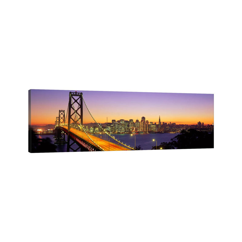Bay Bridge at Night, San Francisco, Californie, États-Unis - Giclée sur toile tendue avec châssis, H 12 po x l 36 po