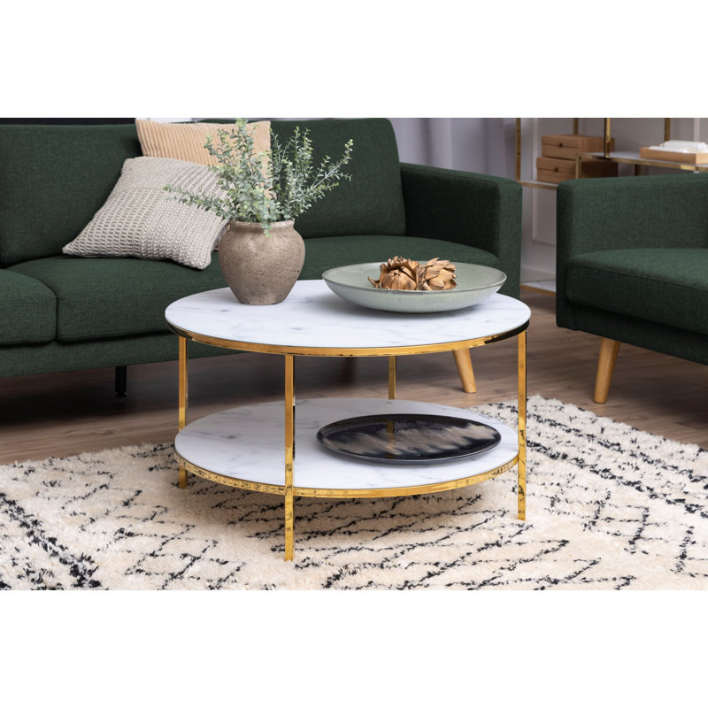 Bonilla Four Leg Coffee Table with Storage, Gold