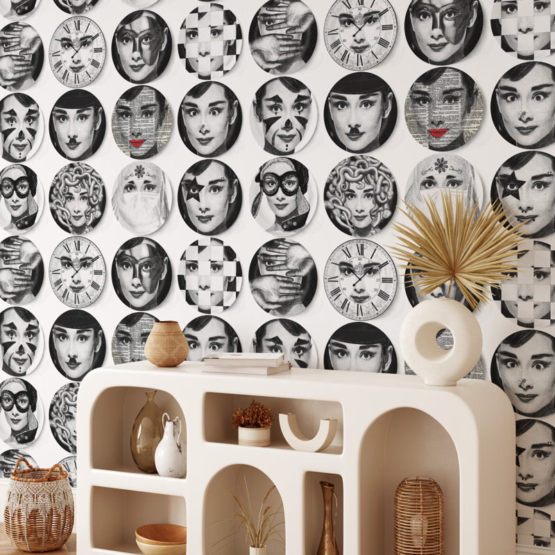 Decorative Plates Wallpaper, White