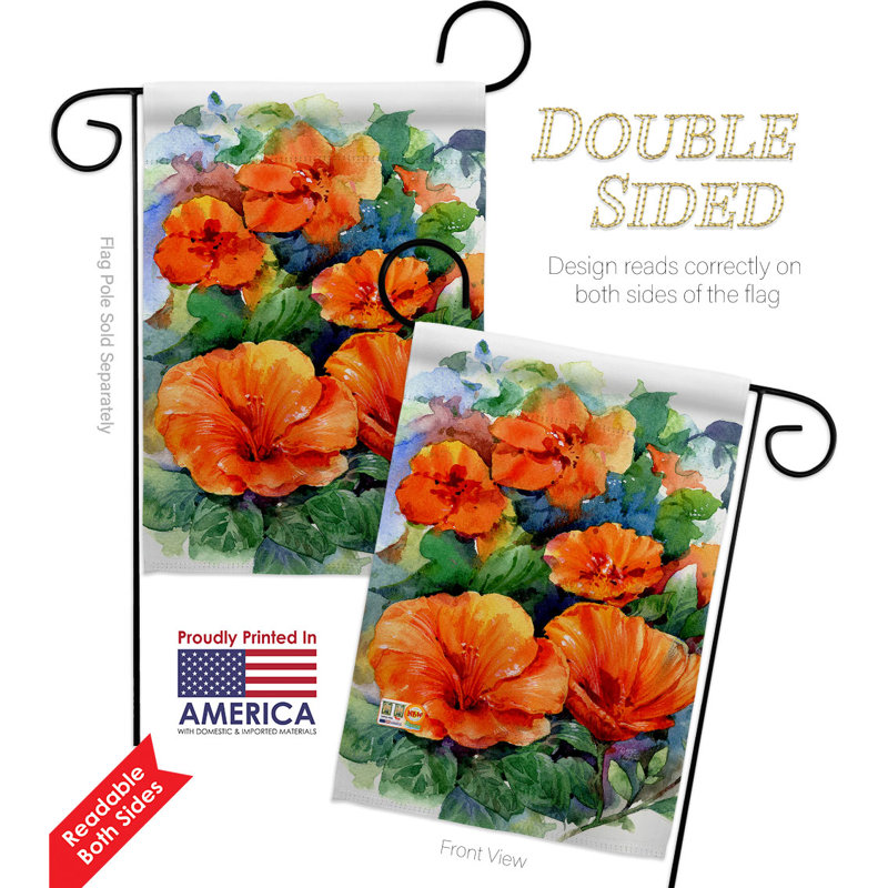 Double-Sided Red and Orange Floral Polyester Garden Flag