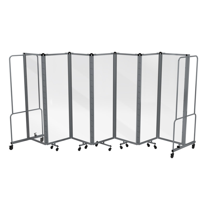 Otis Clear Acrylic Preimium Quality Mobile Room Divider, Gray Frame, 72" H x 256" W x 0.2" D