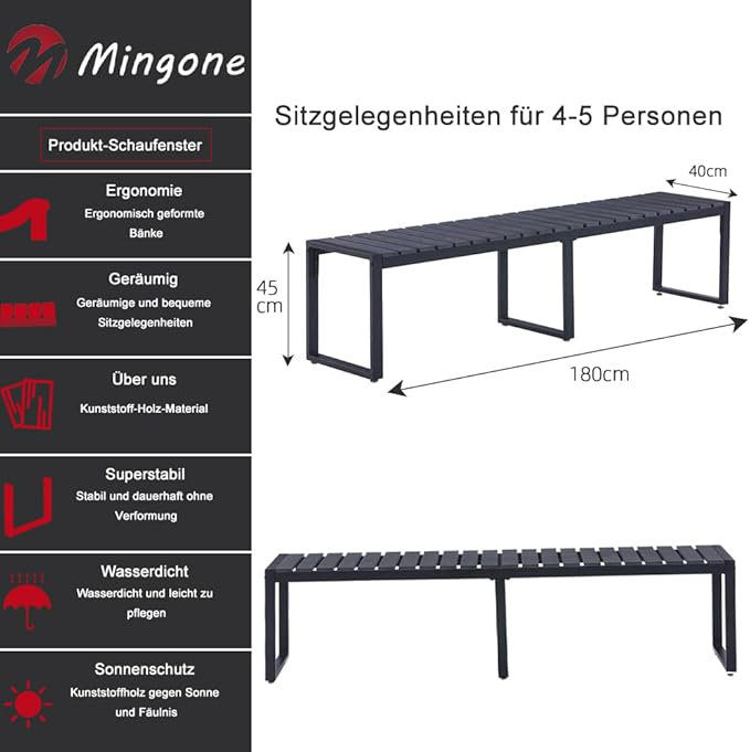 Iron Garden Bench, 45cm H x 180cm W x 40cm D