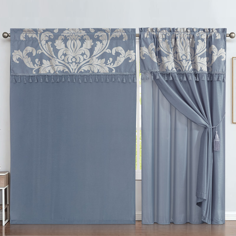 Royale Room Darkening Curtain Pair, Grayish Blue/Gray
