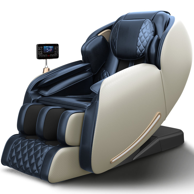 Fauteuil de massage chauffant en cuir Vegan avec rail 3D SL, Bleu