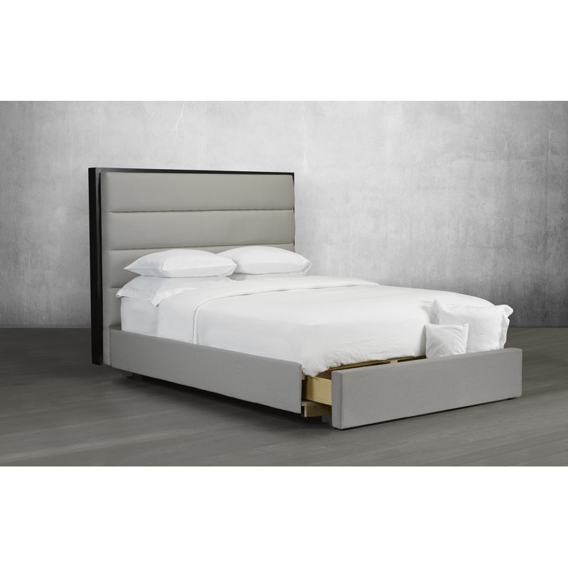 Lit plateforme avec rangement rembourré Haltwhistle, Gris, Grand