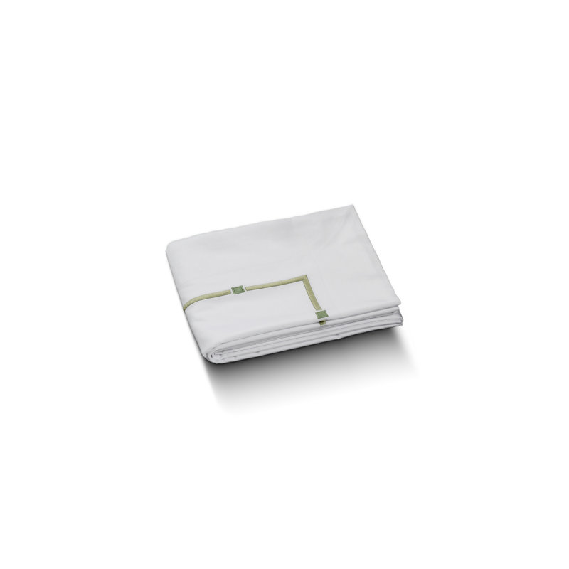 Falesia Embroidery White with Green Embroidery Flat, King