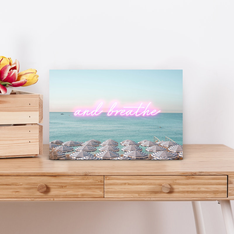 And Breathe Oceanfront Peaceful Serene Tranquil Coastal Wall Art Print 1 Piece Wrapped Canvas Wall Art, 30.48cm H x 45.72cm W