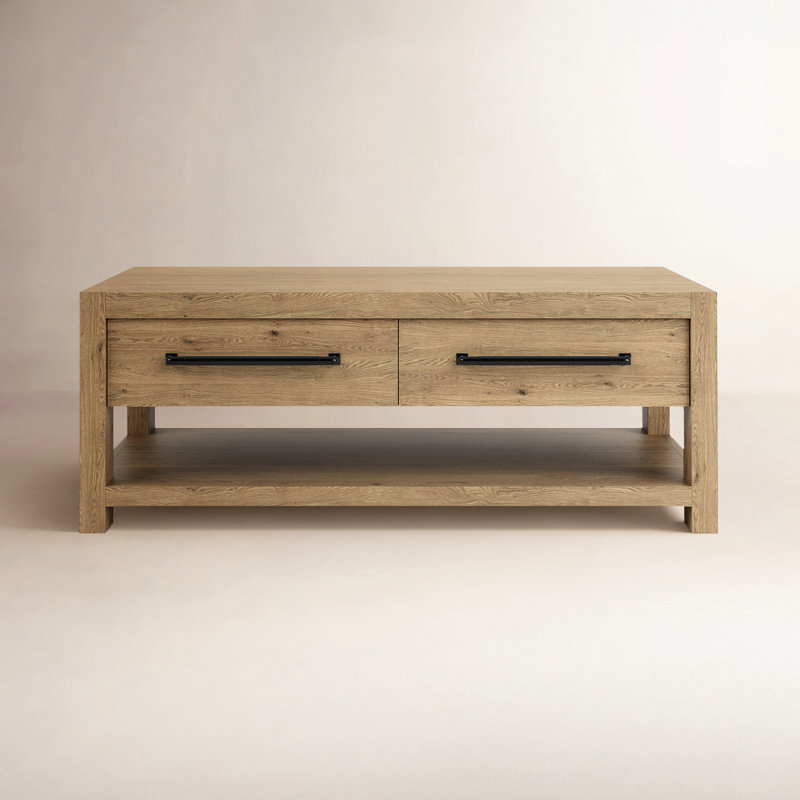 Laroche Wood 2-Drawer Coffee Table with Shelf