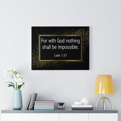 Pour Dieu, rien n'est impossible Luc 01h37, art mural chrétien, verset biblique, prêt à être accroché