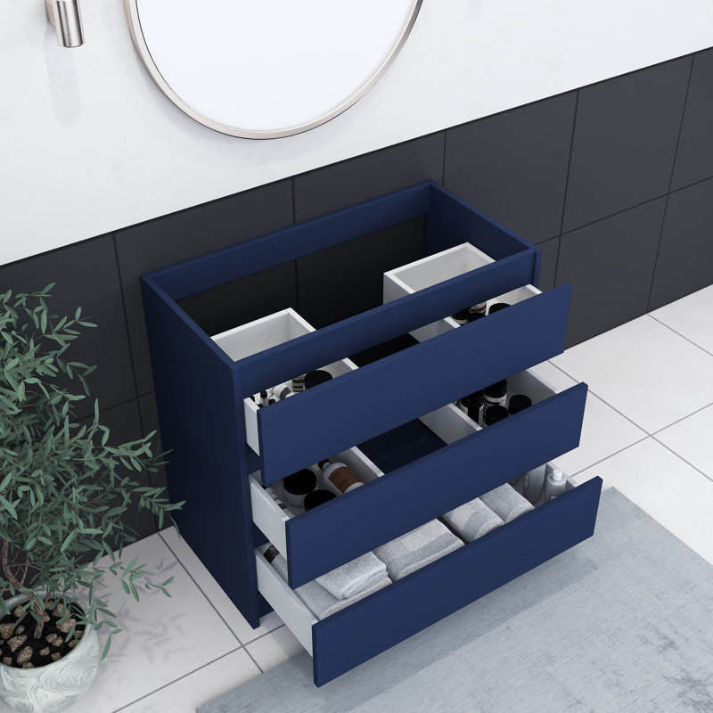 Base de meuble-lavabo simple 35,25 po Pepper seulement, Bleu marine