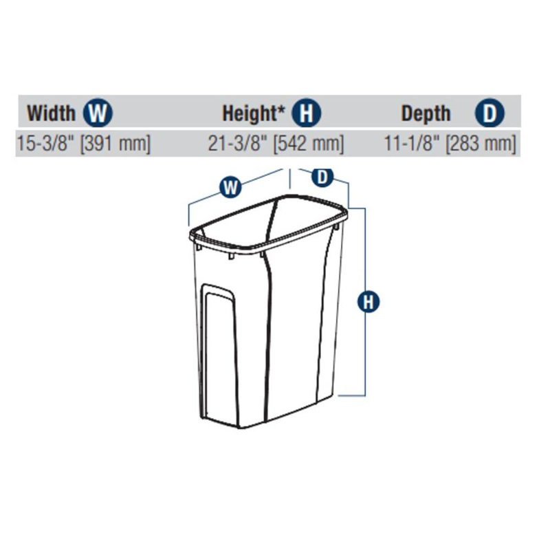 Olympia Plastic Open Kitchen Trash Can - 12.5 Gallons, White