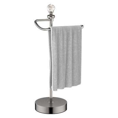 Porte-serviette à main lesté avec dessus en boule de cristal - Base en métal robuste pour salle de bain, cuisine, meuble-lavabo - sans outils, conception peu encombrante, protection antidérapante
