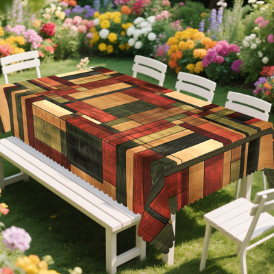 1pc Vintage Multi-Color Wooden Print Tablecloth, Farmhouse Style Rustic Fence Round & Rectangle Table Cover, Ideal For Home, Restaurants, Dining Room, Indoor/Outdoor Country-Themed Party Table Decor, Thanksgiving & Christmas Gifts Table Linens