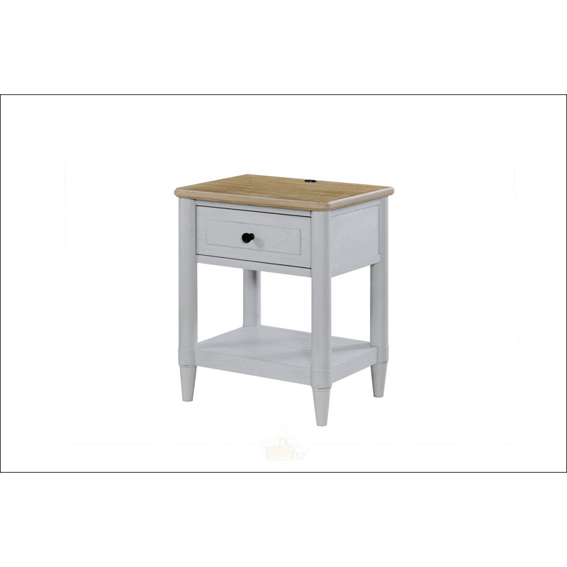 Petite table de chevet Mindi Veneer, Blanc