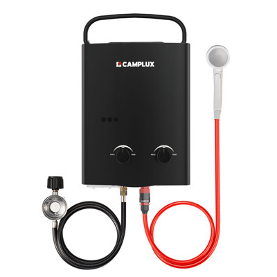 Chauffe-eau instantané portable extérieur CAMPLUX au propane liquide, 1,32 GPM, 34 000 BTU, noir