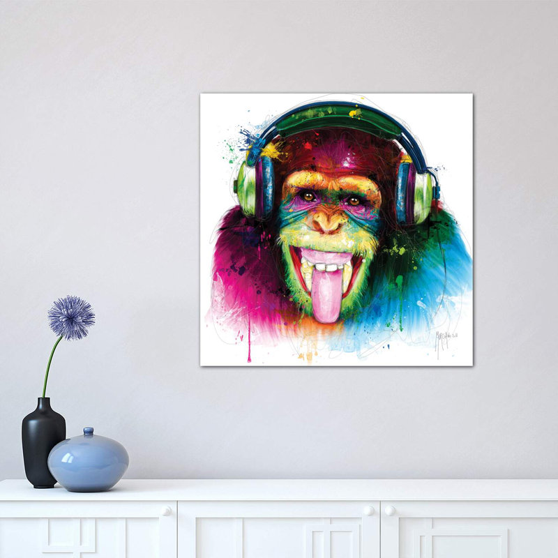 Dj Monkey by Patrice Murciano - Wrapped Canvas Print, 45.72 cm H x 45.72 cm W x 3.175 cm D