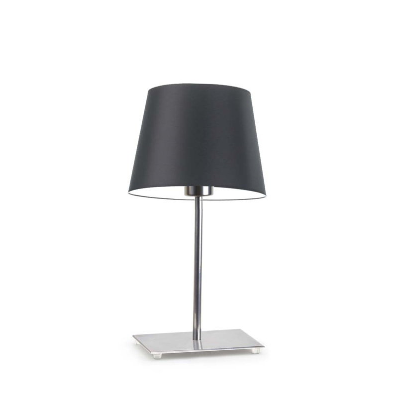 Asaun Metal Table Lamp, Chrome, Black