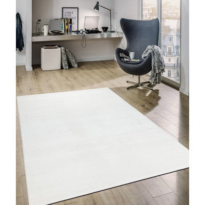 Tapis blanc / gris en polypropylène tissé à la machine Donovon