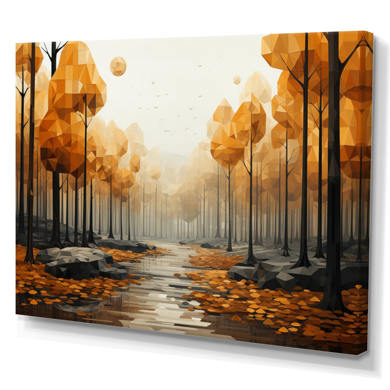 Besjana «Bold» jaune et gris forêt II - impression, Toile tendue, H 30 po x l 40 po x P 1,5 po