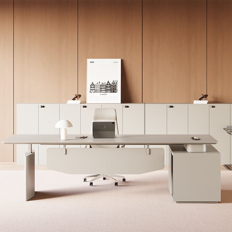 Bureau de direction réglable en hauteur 55,12 po blanc-luxueux, H 29,53 po x l 55,12 po x P 31,5 po
