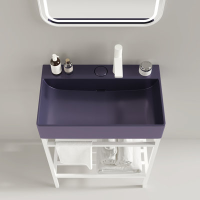 24'' Bathroom Sink Without Cabinet, Purple Ceramic Basin