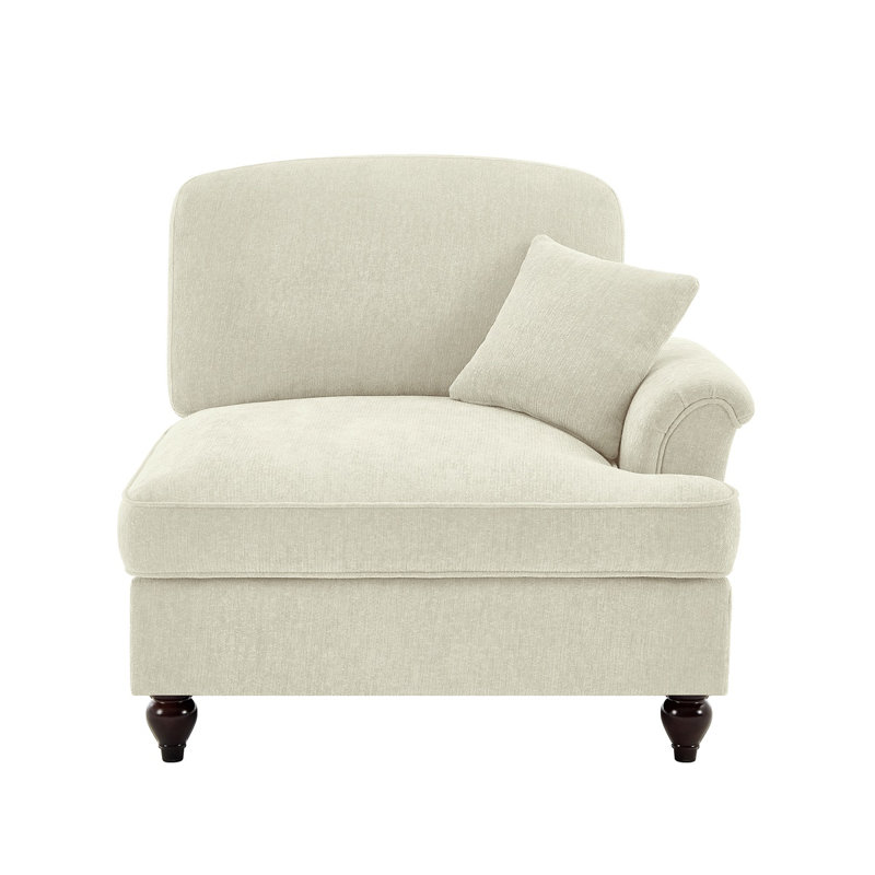 Canapé en chenille avec 1 coussin, Beige / Blanc