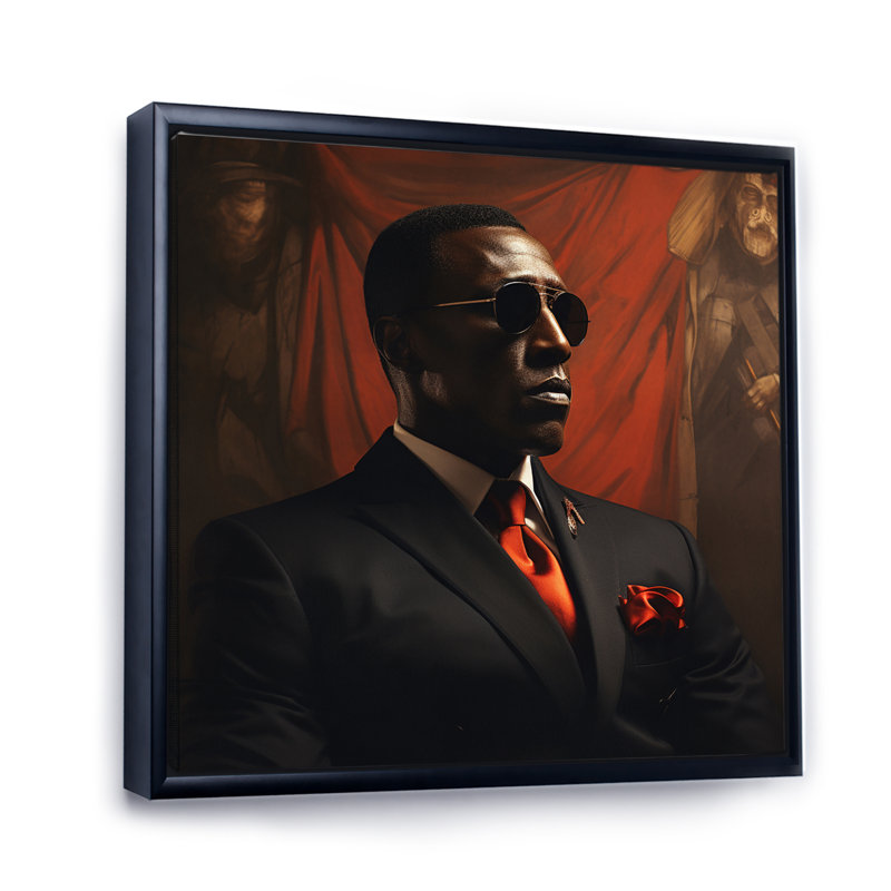 Wesley Snipes Celebrity, reproduction d'art sur toile, H 36 po x l 36 po x P 1,5 po, Cadre flottant noir