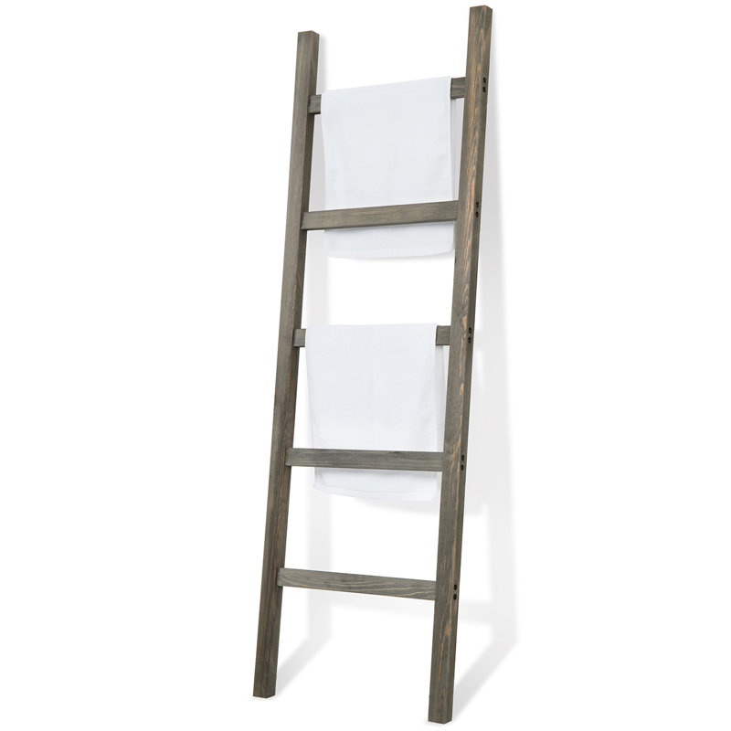 5 Rung Solid Wood Bathroom Blanket Ladder