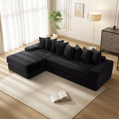 Oversize L-shape Cloud Couch,3-in-1convertible Floor Sleeper, Sofa Bed, No Assembly ,eight Pillows,side Pocket.