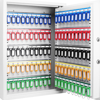 Digital Keypad Safe White - 100 Keys, Convenient For Home & Office Keys Cabinet Quick Access With