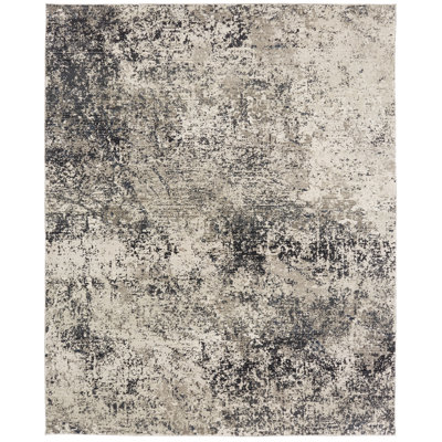 Mayes Abstract Area Rug in Ivory/Gray