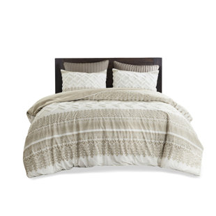 Bedding - Cotton With Chenille Tufting , Solid Reverse, Button Closure Decor Duvet Cover Chenille, Print, Corner Ties, Machine Washable