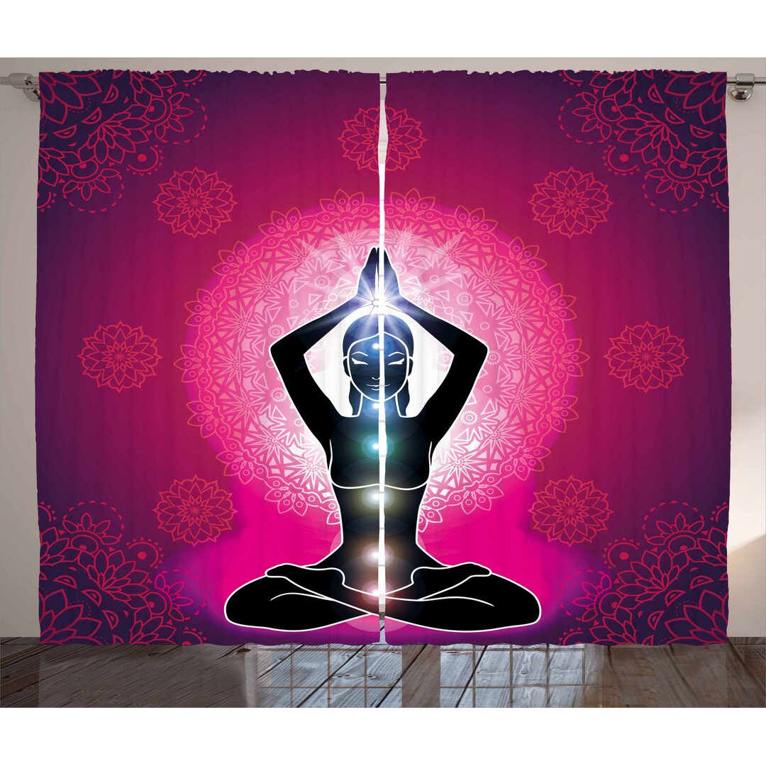 Rustikaler Vorhang, Maroon Yoga Meditation, Chakra, Pink Schwarz