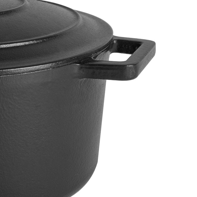 Argon Tableware - Round Cast Iron Casserole Dishes, Black