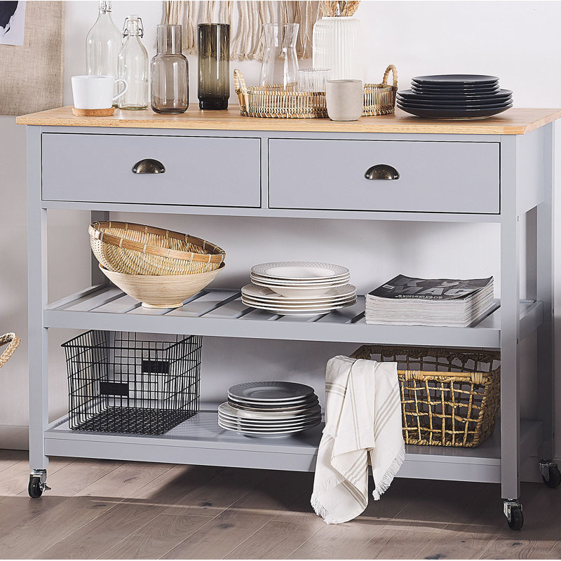 Newhaven Solid Wood Bar Cart, Grey