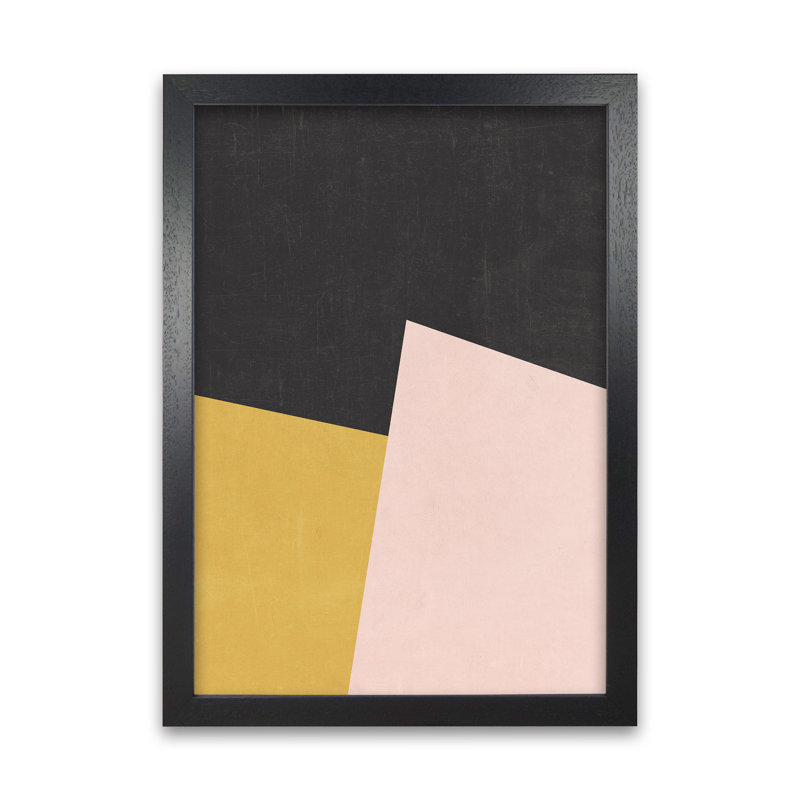 Yellow Pink And Black Abstract - Print on Canvas, Black Frame, 84cm H x 59cm W x 3cm D