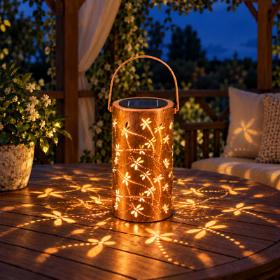 Lanterne suspendue extérieure en métal étanche à énergie solaire pour patio, véranda, jardin et cour
