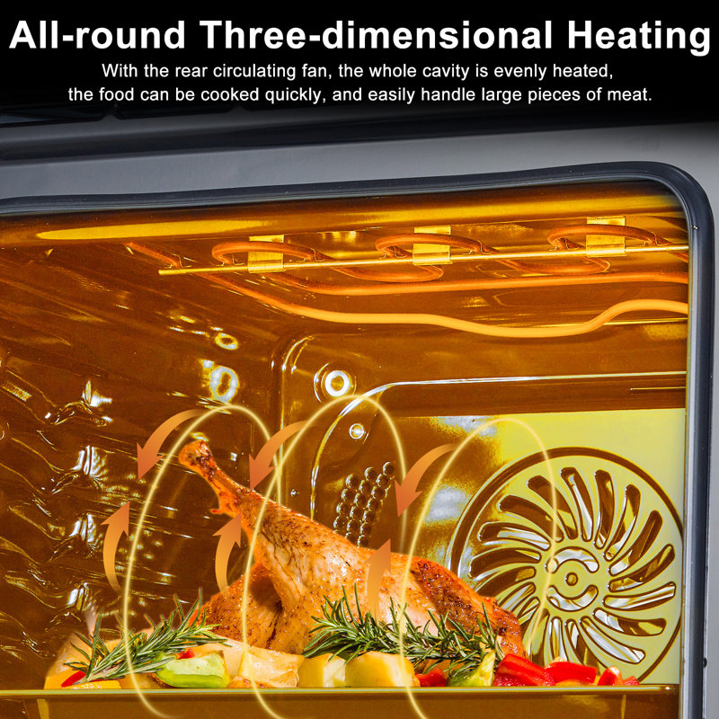 24" Black Electric Convection Wall Oven with LED Display