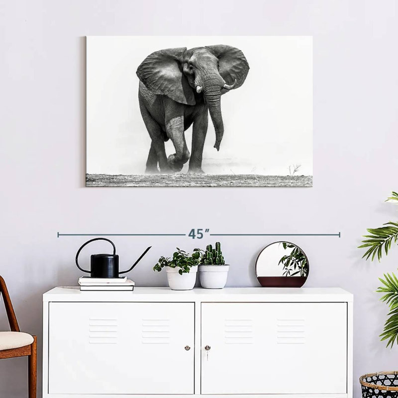African Elephant Walking, 24" H x 36" W