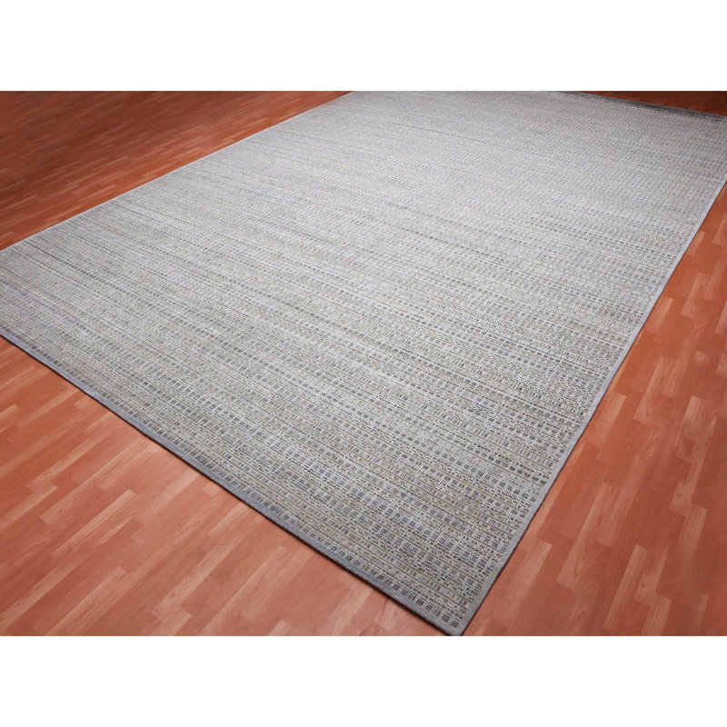 14'x20'4" Gray Silk and Wool Hand Knotted Modern Design Oversized Rug 4AD09B0074BE422CA4A53EC9EF70B189
