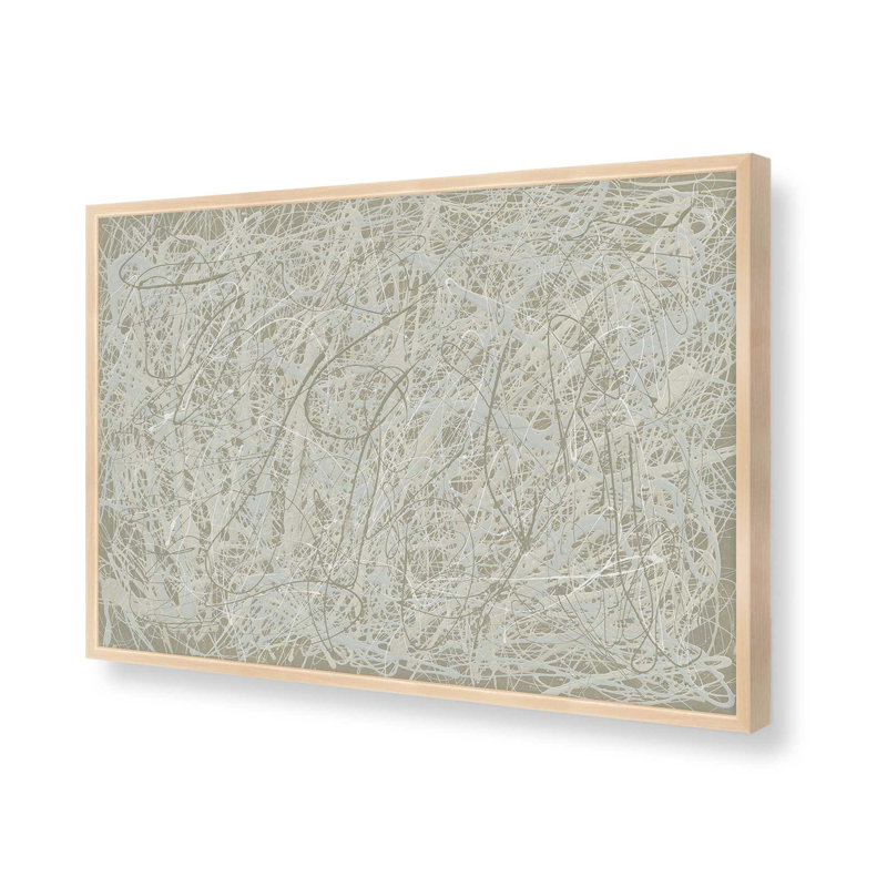 Impression abstraite tempête de sable, H 25 po x l 37 po, Cadre ouvert en érable brut